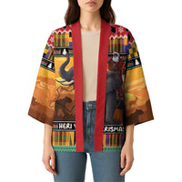 Kenya Safari Christmas Kimono Black Santa Riding Elephant - Heri ya Krismasi - Wonder Print Shop