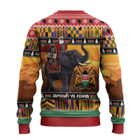 Kenya Safari Christmas Ugly Christmas Sweater Black Santa Riding Elephant - Heri ya Krismasi - Wonder Print Shop