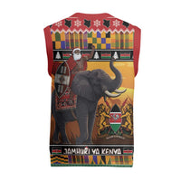 Kenya Safari Christmas Knitted V-Neck Vest Black Santa Riding Elephant - Heri ya Krismasi - Wonder Print Shop