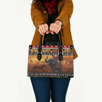 Kenya Safari Christmas Leather Bag Black Santa Riding Elephant - Heri ya Krismasi - Wonder Print Shop
