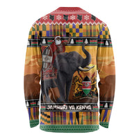 Kenya Safari Christmas Long Sleeve Shirt Black Santa Riding Elephant - Heri ya Krismasi - Wonder Print Shop