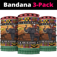 Kenya Safari Christmas Neck Gaiter Black Santa Riding Elephant - Heri ya Krismasi - Wonder Print Shop