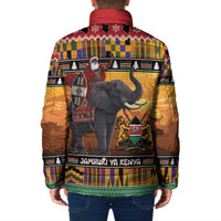 Kenya Safari Christmas Padded Jacket Black Santa Riding Elephant - Heri ya Krismasi - Wonder Print Shop