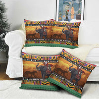 Kenya Safari Christmas Pillow Cover Black Santa Riding Elephant - Heri ya Krismasi - Wonder Print Shop
