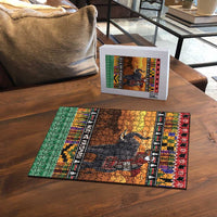 Kenya Safari Christmas Puzzle Black Santa Riding Elephant - Heri ya Krismasi - Wonder Print Shop