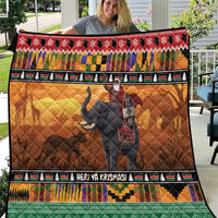 Kenya Safari Christmas Quilt Black Santa Riding Elephant - Heri ya Krismasi - Wonder Print Shop