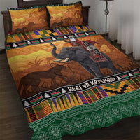 Kenya Safari Christmas Quilt Bed Set Black Santa Riding Elephant - Heri ya Krismasi - Wonder Print Shop