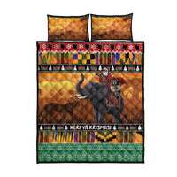 Kenya Safari Christmas Quilt Bed Set Black Santa Riding Elephant - Heri ya Krismasi - Wonder Print Shop