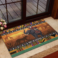 Kenya Safari Christmas Rubber Doormat Black Santa Riding Elephant - Heri ya Krismasi - Wonder Print Shop