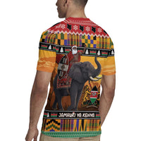 Kenya Safari Christmas Rugby Jersey Black Santa Riding Elephant - Heri ya Krismasi - Wonder Print Shop