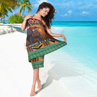 Kenya Safari Christmas Sarong Black Santa Riding Elephant - Heri ya Krismasi - Wonder Print Shop