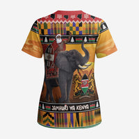Kenya Safari Christmas Scrub Top Black Santa Riding Elephant - Heri ya Krismasi - Wonder Print Shop
