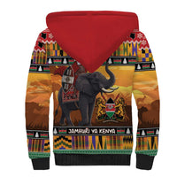 Kenya Safari Christmas Sherpa Hoodie Black Santa Riding Elephant - Heri ya Krismasi - Wonder Print Shop