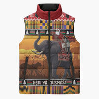 Kenya Safari Christmas Sleeveless Puffer Jacket Black Santa Riding Elephant - Heri ya Krismasi - Wonder Print Shop