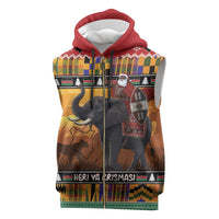 Kenya Safari Christmas Sleeveless Zip Hoodie Black Santa Riding Elephant - Heri ya Krismasi - Wonder Print Shop