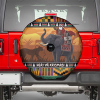 Kenya Safari Christmas Spare Tire Cover Black Santa Riding Elephant - Heri ya Krismasi - Wonder Print Shop