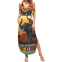 Kenya Safari Christmas Summer Maxi Dress Black Santa Riding Elephant - Heri ya Krismasi - Wonder Print Shop