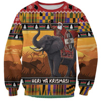 Kenya Safari Christmas Sweatshirt Black Santa Riding Elephant - Heri ya Krismasi - Wonder Print Shop