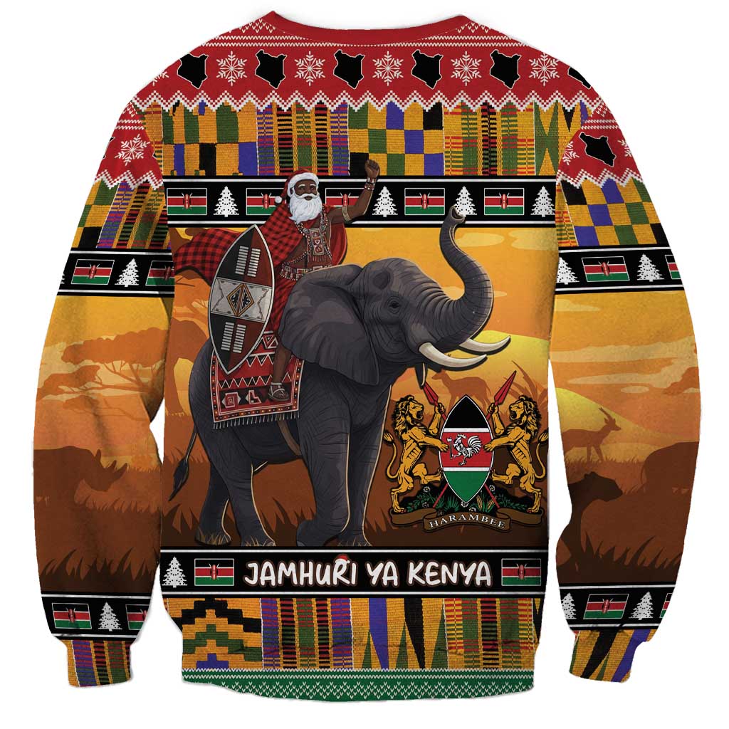 Kenya Safari Christmas Sweatshirt Black Santa Riding Elephant - Heri ya Krismasi - Wonder Print Shop