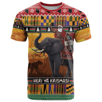 Kenya Safari Christmas T Shirt Black Santa Riding Elephant - Heri ya Krismasi - Wonder Print Shop