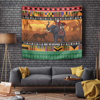 Kenya Safari Christmas Tapestry Black Santa Riding Elephant - Heri ya Krismasi - Wonder Print Shop