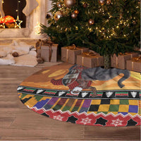 Kenya Safari Christmas Tree Skirt Black Santa Riding Elephant - Heri ya Krismasi - Wonder Print Shop