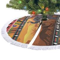 Kenya Safari Christmas Tree Skirt Black Santa Riding Elephant - Heri ya Krismasi - Wonder Print Shop