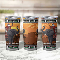Kenya Safari Christmas Tumbler Cup Black Santa Riding Elephant - Heri ya Krismasi - Wonder Print Shop