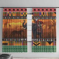 Kenya Safari Christmas Window Curtain Black Santa Riding Elephant - Heri ya Krismasi - Wonder Print Shop