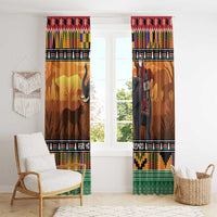 Kenya Safari Christmas Window Curtain Black Santa Riding Elephant - Heri ya Krismasi - Wonder Print Shop