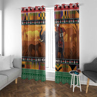 Kenya Safari Christmas Window Curtain Black Santa Riding Elephant - Heri ya Krismasi - Wonder Print Shop