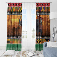 Kenya Safari Christmas Window Curtain Black Santa Riding Elephant - Heri ya Krismasi - Wonder Print Shop