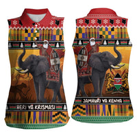 Kenya Safari Christmas Women Sleeveless Polo Shirt Black Santa Riding Elephant - Heri ya Krismasi - Wonder Print Shop