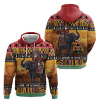 Kenya Safari Christmas Zip Hoodie Black Santa Riding Elephant - Heri ya Krismasi - Wonder Print Shop