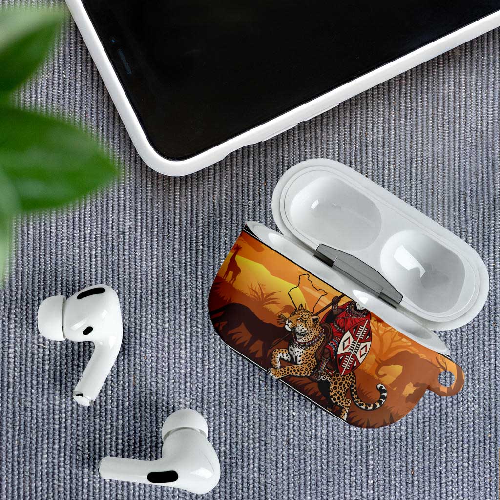 Kenya Safari Christmas AirPods Case Black Santa Riding Leopards - Heri ya Krismasi - Wonder Print Shop