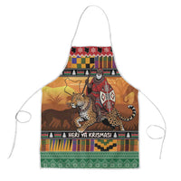 Kenya Safari Christmas Apron Black Santa Riding Leopards - Heri ya Krismasi - Wonder Print Shop