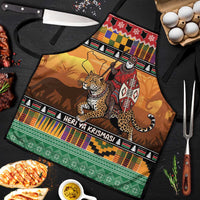 Kenya Safari Christmas Apron Black Santa Riding Leopards - Heri ya Krismasi - Wonder Print Shop
