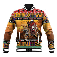 Kenya Safari Christmas Baseball Jacket Black Santa Riding Leopards - Heri ya Krismasi - Wonder Print Shop