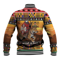 Kenya Safari Christmas Baseball Jacket Black Santa Riding Leopards - Heri ya Krismasi - Wonder Print Shop