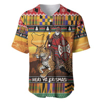 Kenya Safari Christmas Baseball Jersey Black Santa Riding Leopards - Heri ya Krismasi - Wonder Print Shop