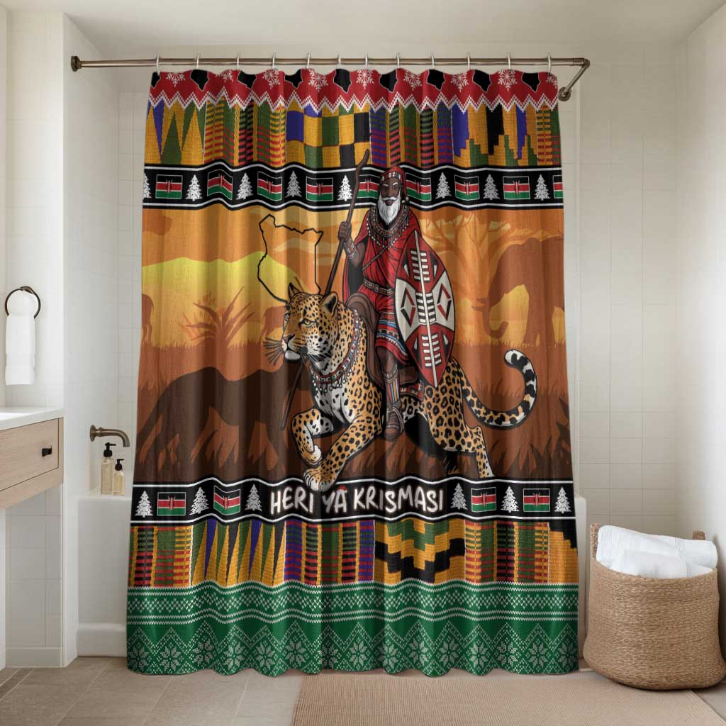 Kenya Safari Christmas Bathroom Set Black Santa Riding Leopards - Heri ya Krismasi - Wonder Print Shop
