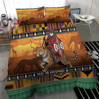 Kenya Safari Christmas Bedding Set Black Santa Riding Leopards - Heri ya Krismasi - Wonder Print Shop