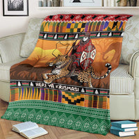 Kenya Safari Christmas Blanket Black Santa Riding Leopards - Heri ya Krismasi - Wonder Print Shop