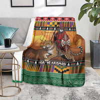 Kenya Safari Christmas Blanket Black Santa Riding Leopards - Heri ya Krismasi - Wonder Print Shop