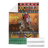 Kenya Safari Christmas Blanket Black Santa Riding Leopards - Heri ya Krismasi - Wonder Print Shop