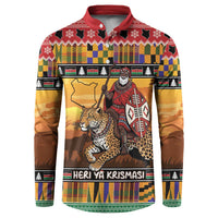 Kenya Safari Christmas Button Sweatshirt Black Santa Riding Leopards - Heri ya Krismasi - Wonder Print Shop