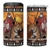Kenya Safari Christmas 4 in 1 Can Cooler Tumbler Black Santa Riding Leopards - Heri ya Krismasi - Wonder Print Shop