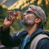 Kenya Safari Christmas 4 in 1 Can Cooler Tumbler Black Santa Riding Leopards - Heri ya Krismasi - Wonder Print Shop