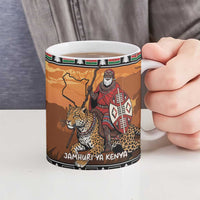 Kenya Safari Christmas Ceramic Mug Black Santa Riding Leopards - Heri ya Krismasi - Wonder Print Shop