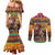 Kenya Safari Christmas Couples Matching Mermaid Dress and Long Sleeve Button Shirt Black Santa Riding Leopards - Heri ya Krismasi - Wonder Print Shop
